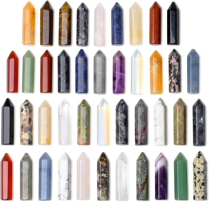 20 Pcs Healing Crystals Set Crystals Gemstones Wands Bulk Crystal Gifts Reiki Polished Stones Crystal Points Assorted Crystals for Beginners Collection
