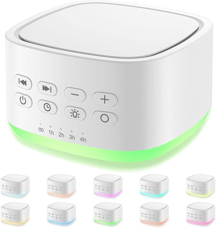 Sleep Sound White Noise Machine with 40 Natural Soothing Sounds and Memory Function 32 Levels of Volume Sleep Timer Sound Therapy for Baby Kids Adults (White)