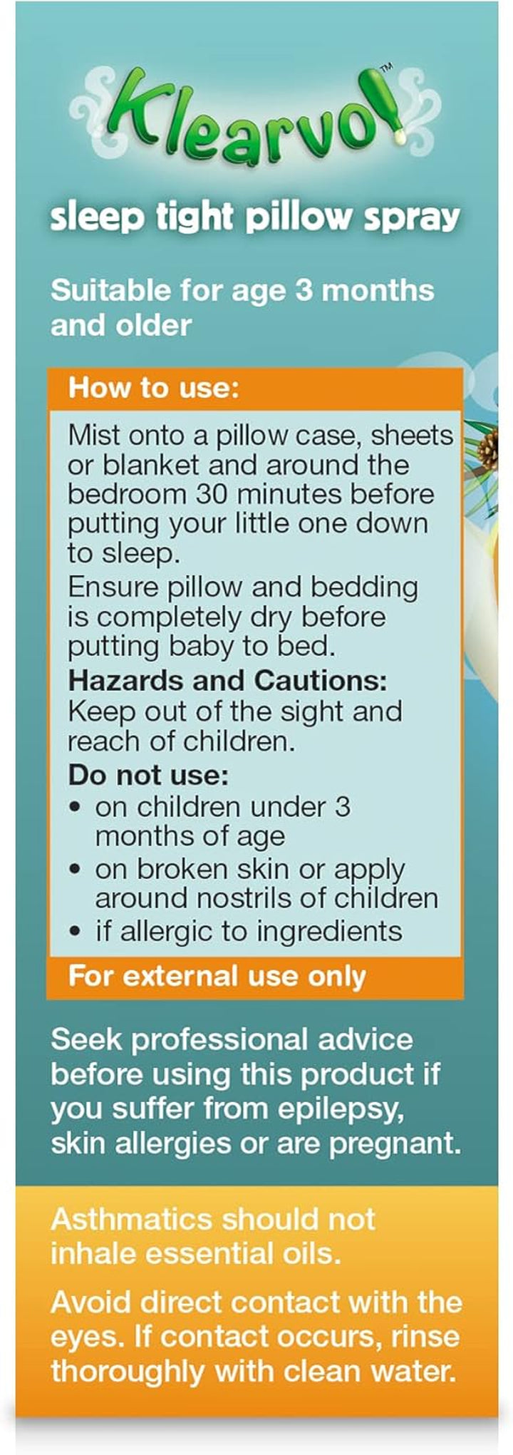 Sleep Tight Pillow Spray 50 Ml (Pack of 1) – Natural Essential Oil Blend with Lavender, Pine and Thyme for Calming Bedtime Routines for Children of 3+ Months