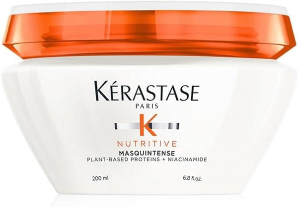 Kérastase Nutritive, Deep Nutrition Soft Mask for Very Dry and Damaged Fine to Medium Hair, Enriched with Niacinamide and Plant-Based Proteins, Conditions and Adds Softness and Shine, Masquintense
