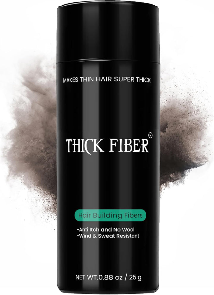 Hair Fibres (Pack of 1, BLACK) | Powder for Thinning 25G Bottle Makes Thin Look Thicker in Seconds with Loss Concealer Women & Men