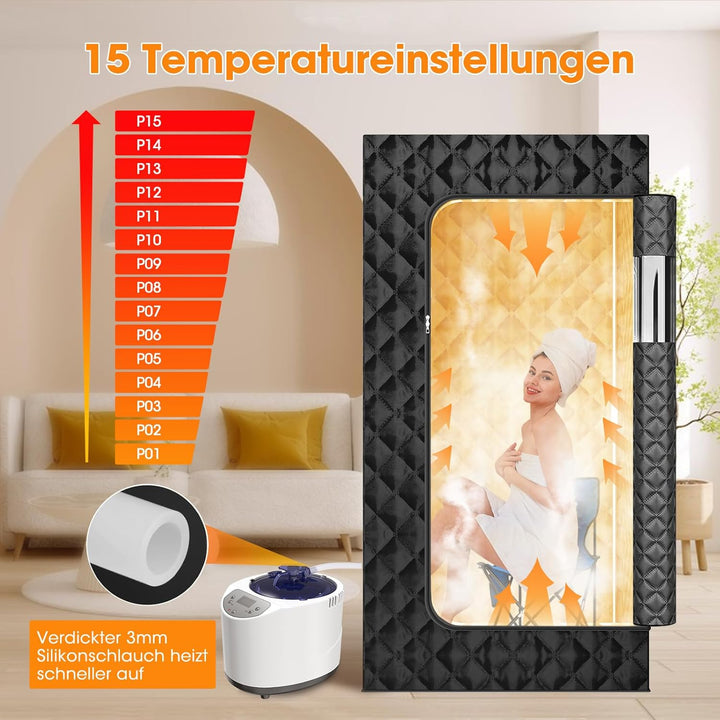 Portable Steam Sauna, Home Sauna with 3L 1200W Steamer, Remote Control, Personal Full Body Sauna Pod for Home, Gym, Garage