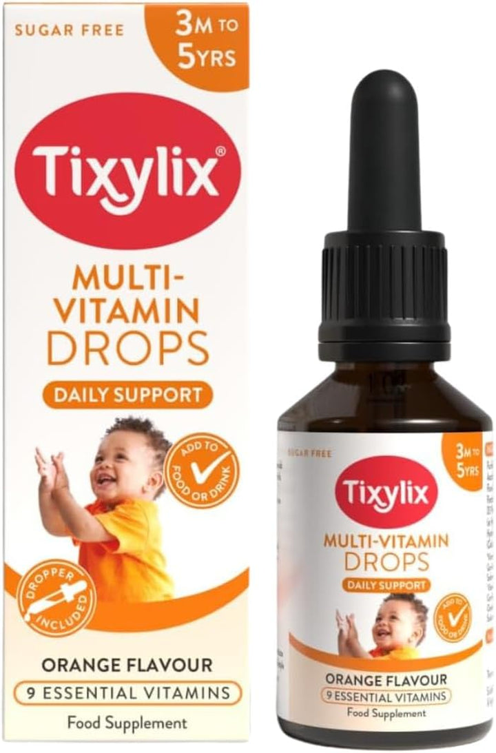 50Ml Multi-Vitamin Drops for Children, 9 Vitamins to Support Growth & Immune Health - Sugar Free, Vegan, Gluten Free - Add to Food and Drink - for Children 3 Months to 5, Dropper Included