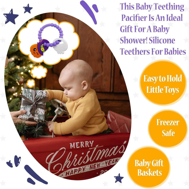 Pumpkin Teethers Cute Ghouls Ring Teethers Silicone Baby Teether,Girl or Boy Halloween Teethers,Nightmare before Halloween Gifts