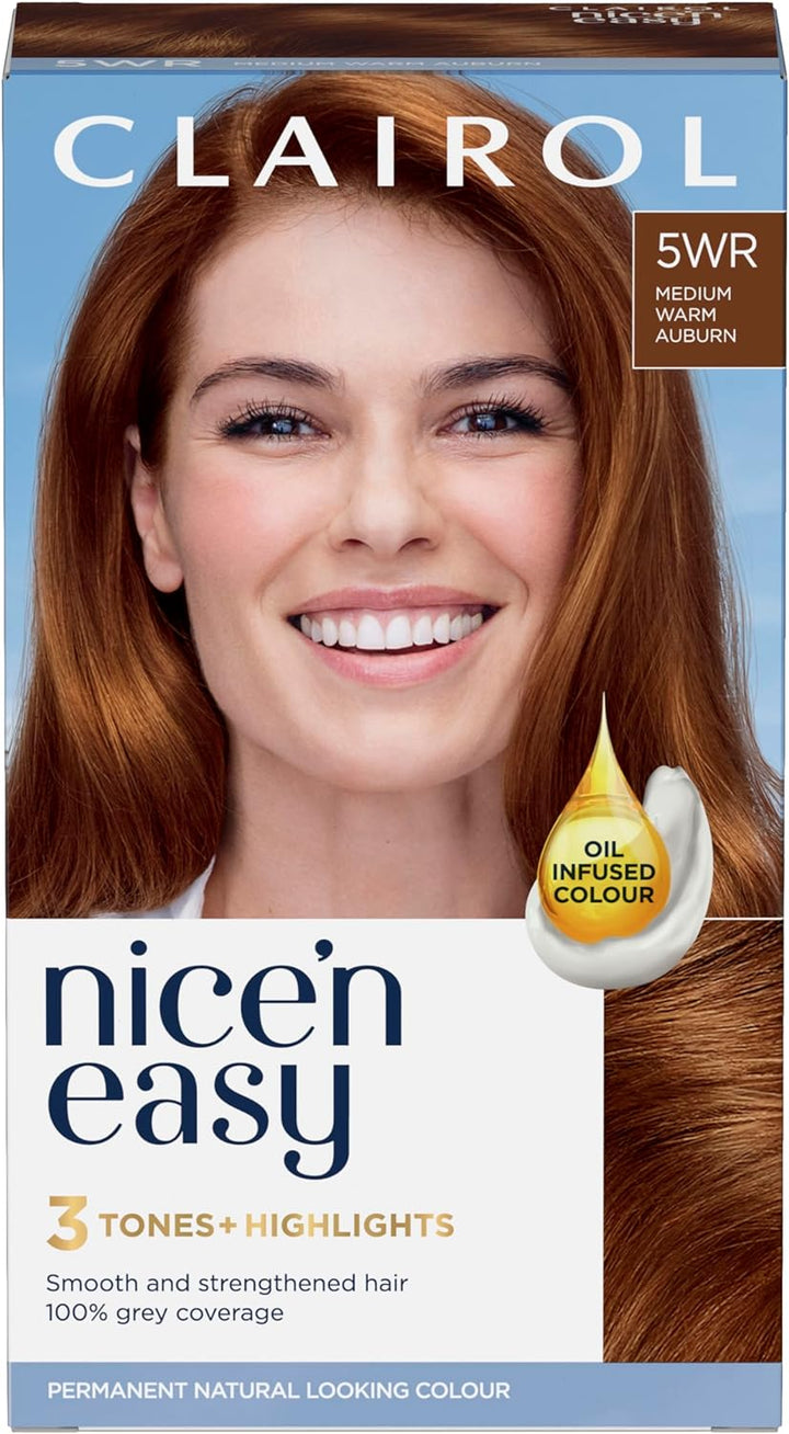 Nice'N Easy Crème, Natural Looking Oil Infused Permanent Hair Dye, 6R Light Auburn, Packaging May Vary