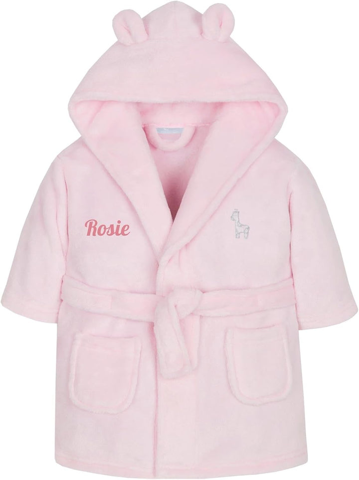 Personalised Baby Kids Girls Boys Matching Set Dressing Gown Plush Fleece Robe Soft Cosy Velvet Warm Embroidery Gift
