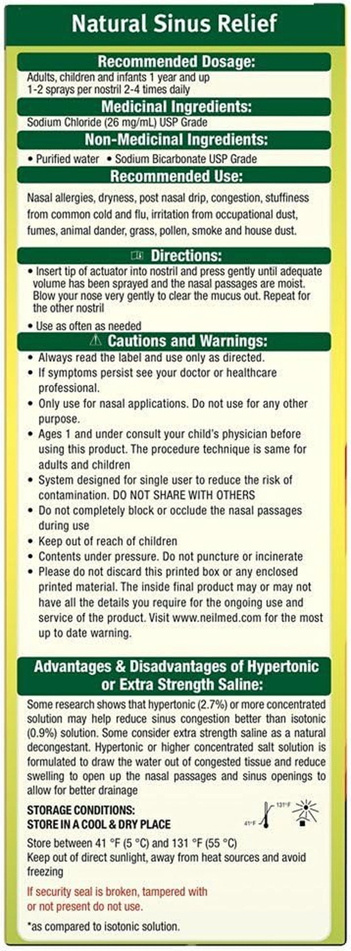 Nasamist Hypertonic Saline Spray