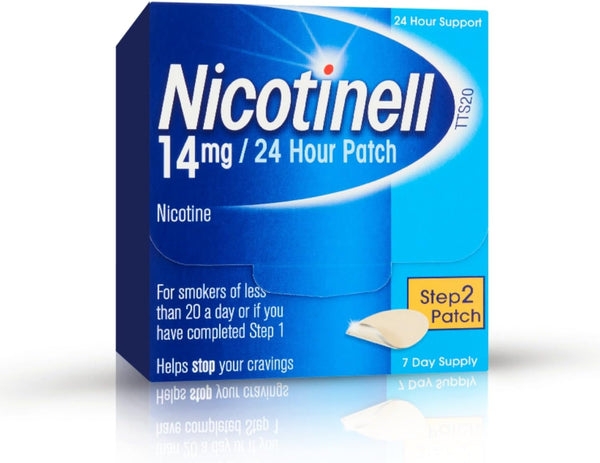 Nicotine 14Mg Patch (Pack of 7), Nicotine Patches, Stop Smoking Aid, 24H Craving Control, Step 2 for Moderate Smokers, Quit Smoking Aid