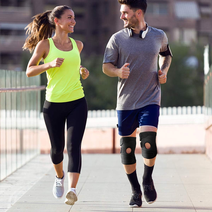 Knee Support with Open-Patella Design for Joint Pain, Sports, Injury Rehabilitation, Adjustable Knee Brace for Men Woman with 3 Straps, for Knee Circumference (12.5" to 18.5")