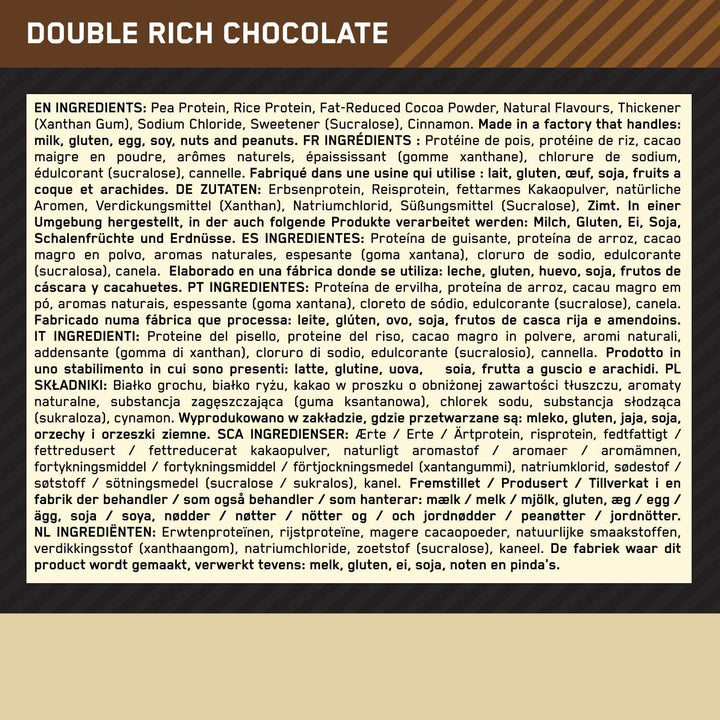 Gold Standard 100% Plant Based Protein Powder for Men and Women, Vegan Protein Shake Powder, Post Workout or Anytime Throughout the Day, Chocolate Flavour, 20 Servings, 684G