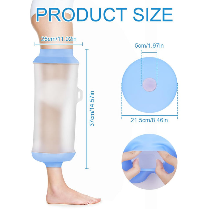 Waterproof Knee Cast Cover, Reusable Adult Knee Cover for Shower, Soft & Comfortable Cast Protectors for Broken Knee, Watertight Seal Cast Bag for Bandages, Dressings, Wound Care Supplies