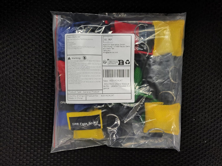 CPR Face Shield Mask, Keychain Mask Disposable Emergency Kit CPR Face Shields Pocket Mask for First Aid Cardiac Resuscitation Training