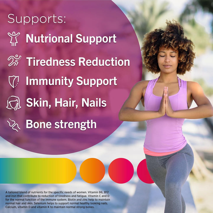 Women Tablets Multivitamin & Mineral Supplements, with 23 Essential Nutrients Including Vitamin D, C, and Iron, 60 Ct