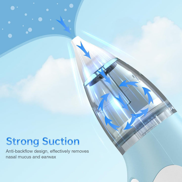 Nasal Aspirator, 2 in 1 Baby Nasal Aspirator & Ear Wax Remover, Electric Baby Nose Cleaner with 4 Silicone Nozzles for Newborns, Toddlers