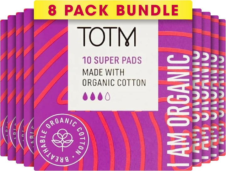 Organic Cotton Sanitary Pads with Triple-Layer Protection | Medium - Pack of 10 | Breathable Period Care with Secure Wings & Waterproof Backing | Sanitary Towels for Day & Night