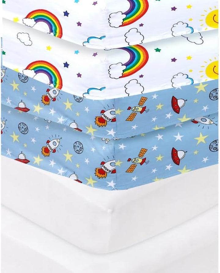 2 X Cot Bed Fitted Sheets, 60 X 120 Cm Easy Care Fine Quality Breathable Polycotton Cot Sheet (Sleeping Teddy-60 X 120Cm)