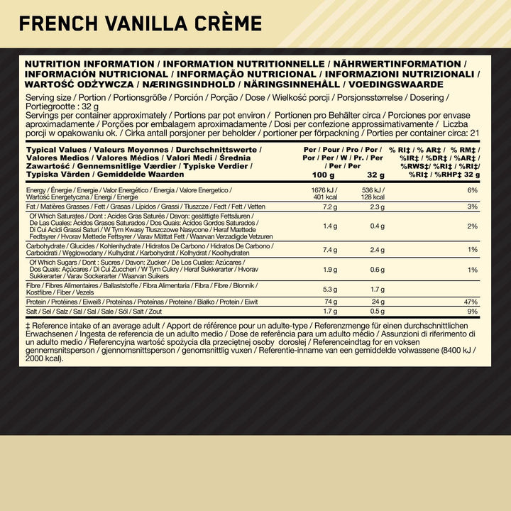 Gold Standard 100% Plant Based Protein Powder for Men and Women, Vegan Protein Shake Powder, Post Workout, or Anytime Throughout the Day, Vanilla Flavour, 21 Servings, 684G