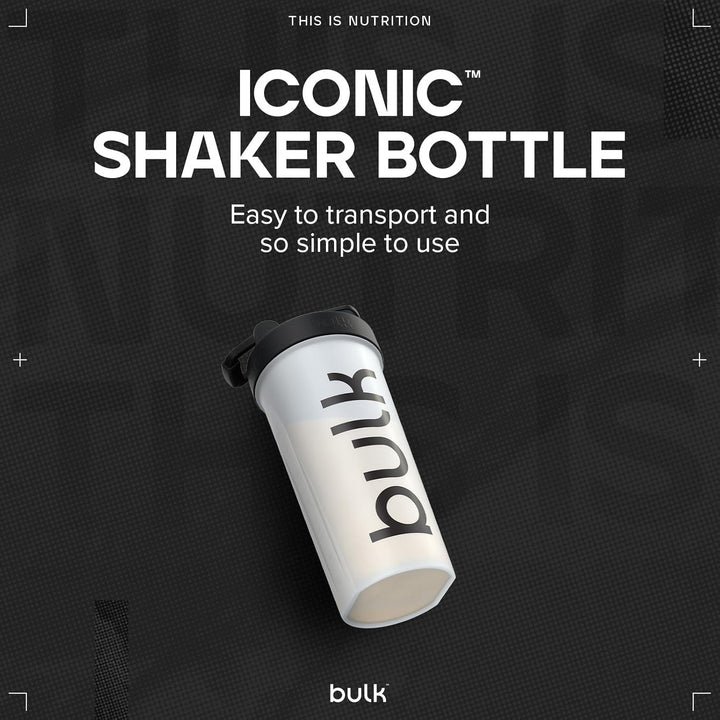 Iconic Clear 750Ml Shaker Bottle, Lump-Free Wire Mixing Ball, Leak-Proof Screw-Top with Handle, Bpa-Free, Dishwasher Safe, Protein, BCAA & Gym Supplements