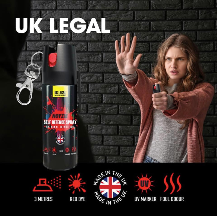 Self Defence Spray UK Legal Pepper Spray Alternative for Men & Women with UV Marking, Keychain & Belt Clip - Criminal Identifier Spray for Personal Protection - 15Ml