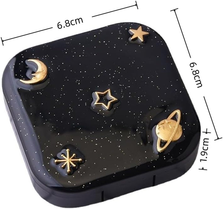 2 Pcs Contact Lens Cases, Contact Lens Holder with Mirror, Portable Eye Contacts Mini Case Container Set Portable Contact Lens Soaking Case with L and R Caps for Home Travel