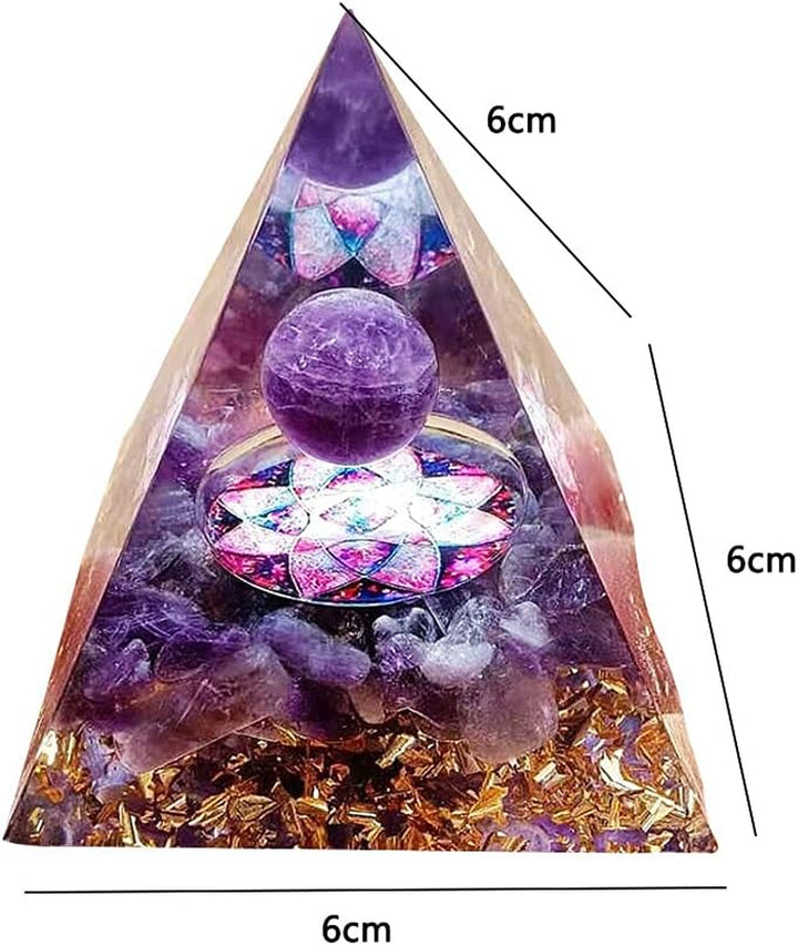Moonstone Crystals Orgone Pyramid, Amethyst Crystal Nature Reiki Chakra Crystals and Gemstones Gifts for Friend Orgonite Pyramid Crystal Healing Spiritual Gifts for Women (6Cm)