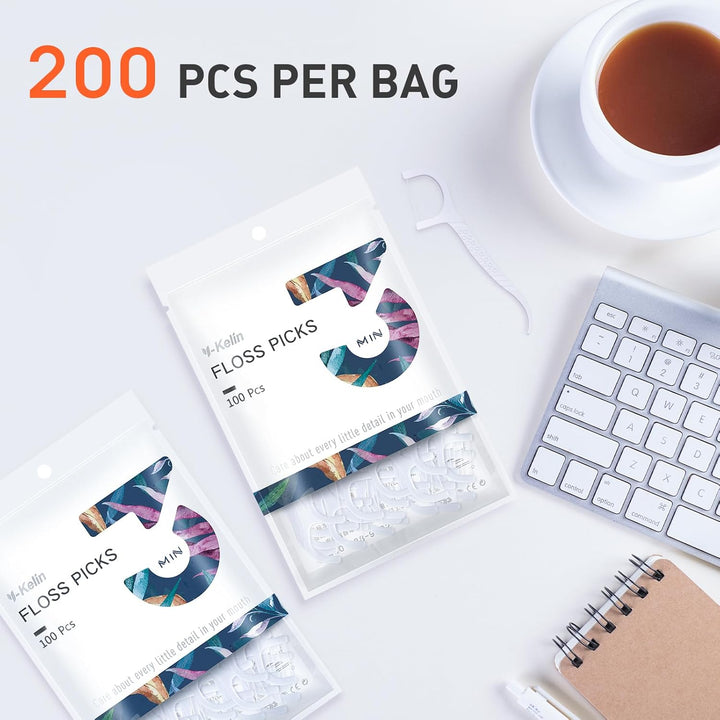 Dental Floss-100 Pcs Dental Floss Toothpick,Teeth Stick,Tooth Picks,Floss Picks,Teeth Cleaning (200 Count (Pack of 1))