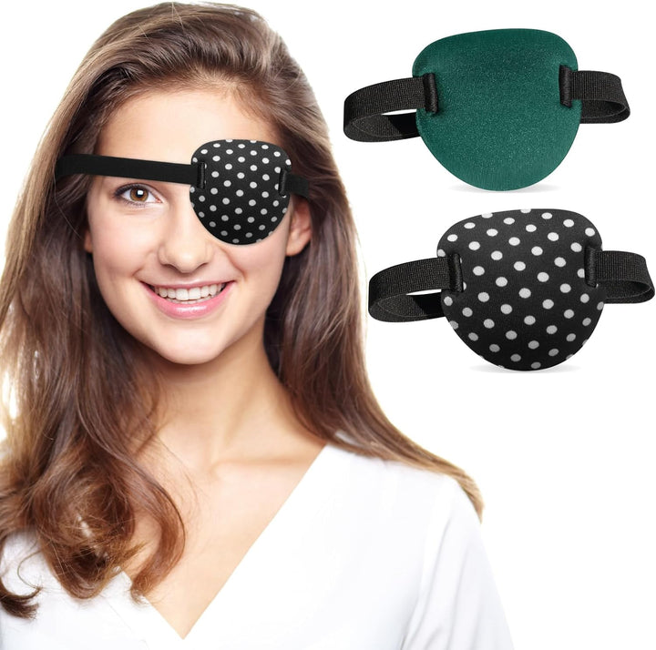 2 Pcs Eye Patches,Eye Patch for Adults,3D Medical Adjustable Eyepatch for Right or Left Eye,One Eye Cover for Lazy Eye,Pirate Costume(Black)