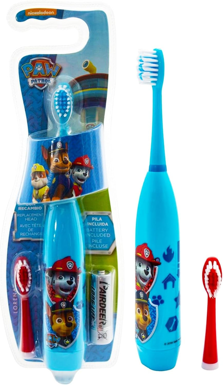 Paw Patrol Battery Powered Electric Toothbrush for Kids – Soft Zig-Zag Bristles, Easy-Grip Handle, Extra Replacement Head & Battery Included | Gentle, Effective, and Fun Oral Care for Children Ages 3+
