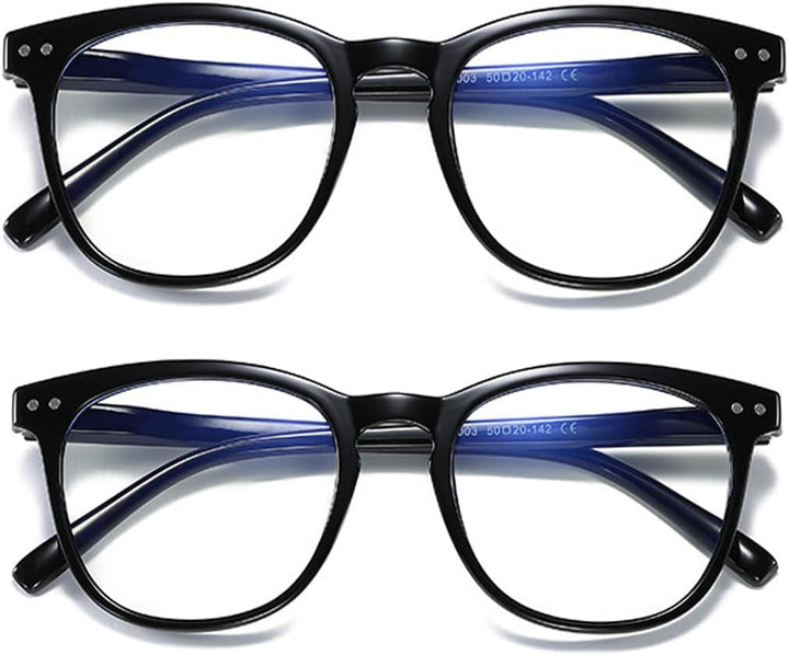2 Pack Blue Light Blocking Glasses, anti Blue Light Gaming Glasses, Retro Fashion Frame Non-Prescription Lens, anti Fatigue Headache Computer Screen Glasses for Women and Men,Unisex round Glasses