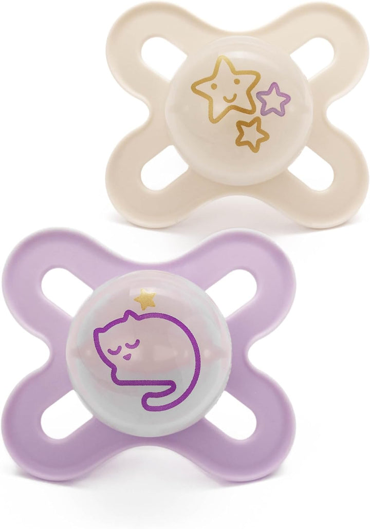 Original Start Soothers | 0-2 Months | 2 Pack | Newborn Dummies | Comes in Dummy Steriliser Case | Sustainable Materials | Baby Accessories for Newborn | Cream (Various Designs)