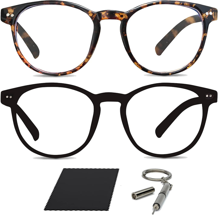 Premium 99.9% Blue Light Blocking Glasses - Reduce Headaches and Improve Sleep - UK Based Brand (Round Tortoiseshell Frame)