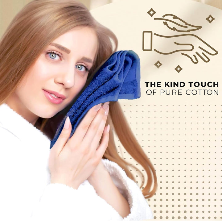 ® Cotton Face Cloths - Super Soft, Ultra Absorbent & Non Abrasive Flannel Wash Cloths - Luxuriously Plush and Large 33X33Cm Face Towels for Ultimate Luxury (Royal Blue)