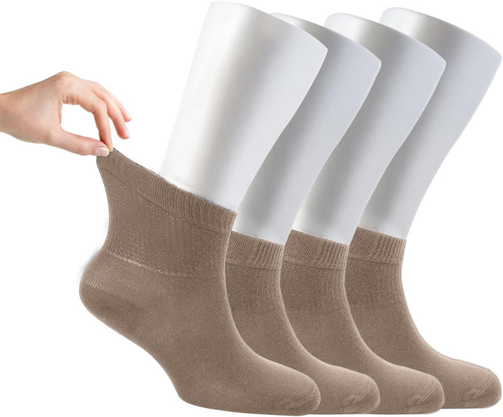® Women Loose Diabetic Socks | 4-Pack Neuropathy Ankle Socks for Ladies | Super Soft Eco-Friendly Bamboo Material | Durable with Seamless Toe | Multicolour Patterns | 4 Seasons
