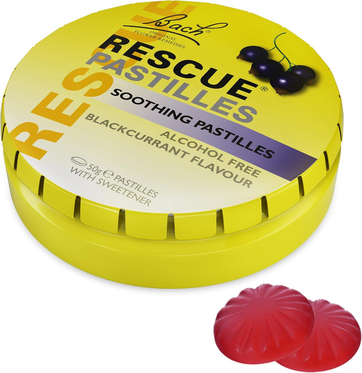 Remedy Pastilles | Blackcurrant Flavoured | Daily Support for Stressful Moments | Bach Original Flower Essences | Chewable Pastilles | 50G Travel Tin
