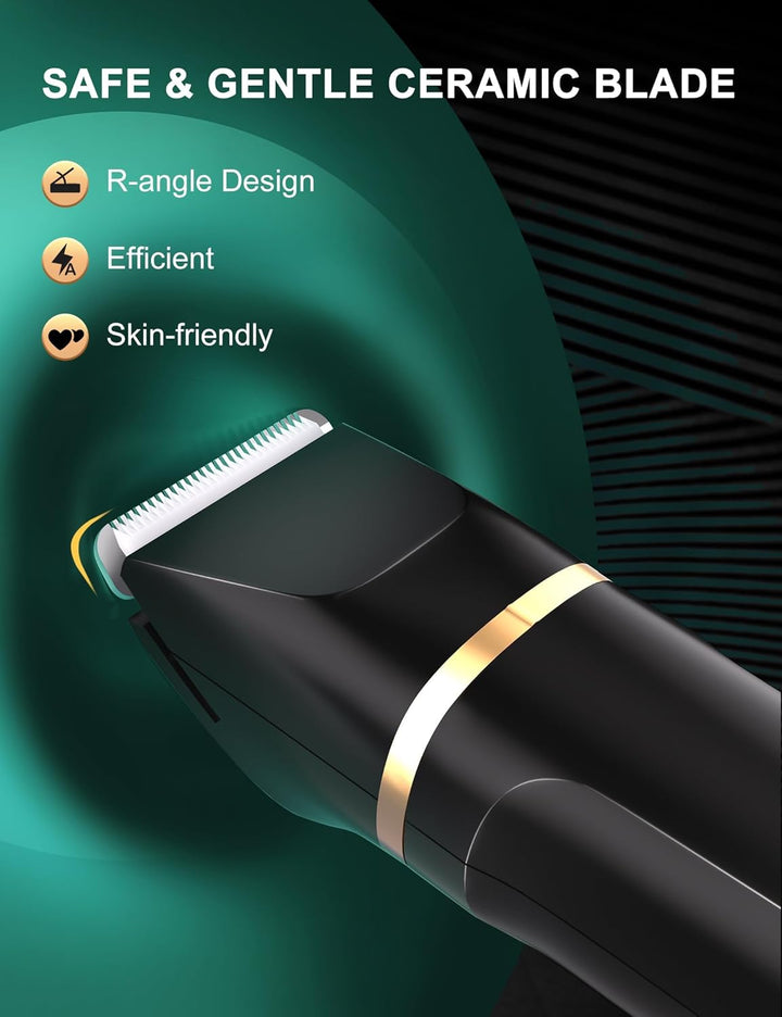 Manscape Body Trimmer Men 3 in 1, Pubic & Ball Trimmer Man IPX7 Waterproof, Rechargeable Body Shavers for Men with 2 Combs, Painless Nose Hairs Trimmer for Man,Wet & Dry