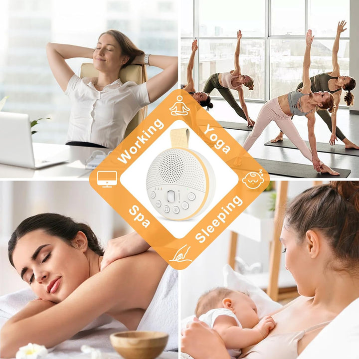 White Noise Machine, Portable Sleep Aid Sound Machine with Night Light 21 Soothing Sounds for Baby and Adults, 1800Mah Battery, Sleep Machines Memory Function, Travel Gift USB Rechargeable