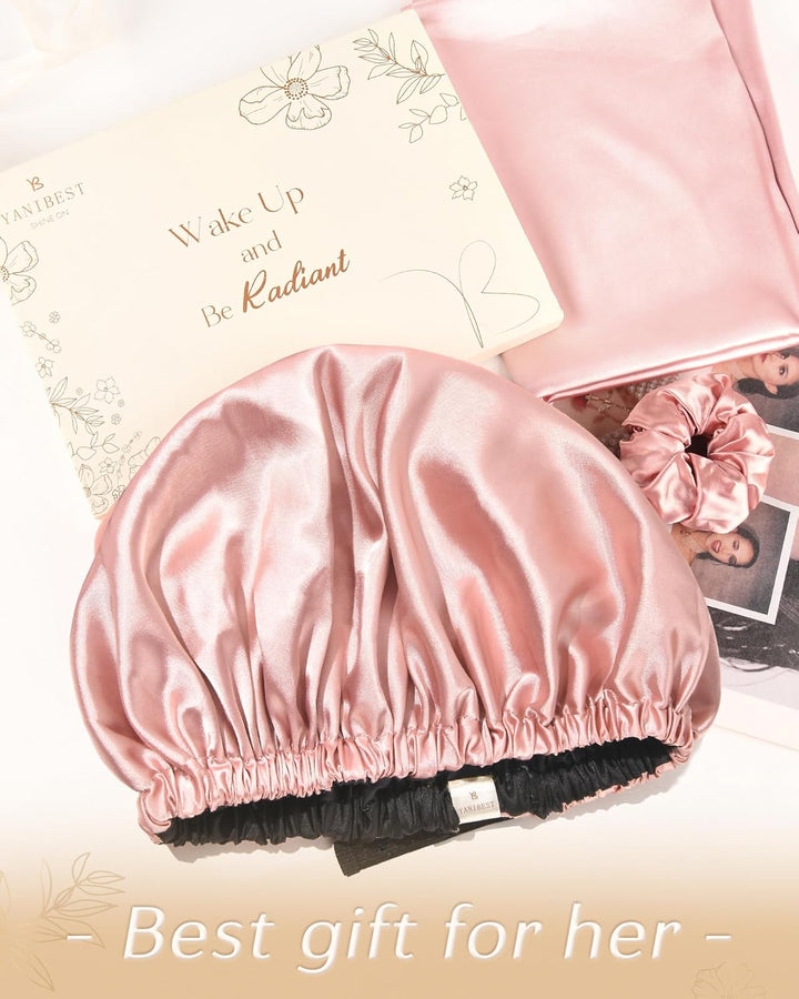 Double Layer Satin Bonnet Silk Bonnet for Sleeping Adjustable Hair Bonnet for Women Curly Natural Hair