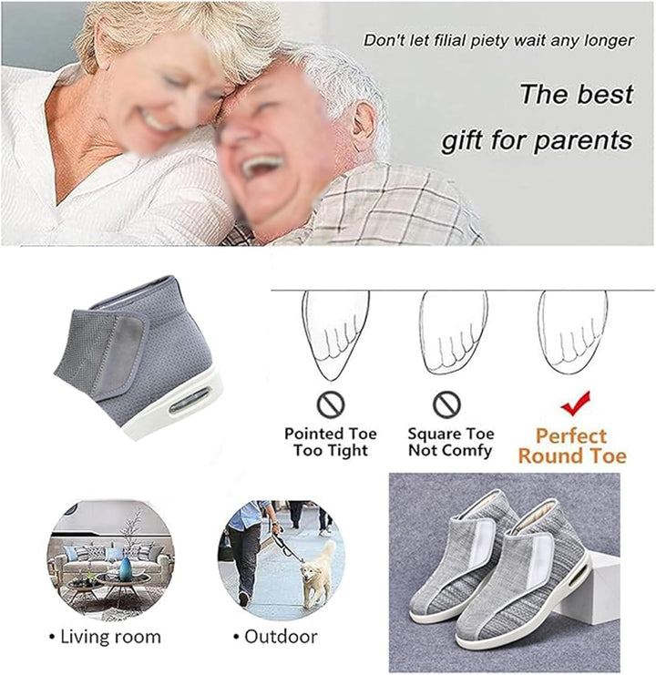 Cozy Arthritis Edema House Shoes, Casual Arthritis Adjustable Diabetic Edema Orthopedic Boots for Men, Breathable Non-Slip Fattening and Widening