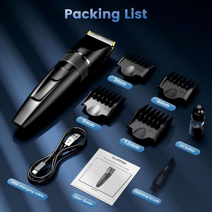 Hair Clippers Men,Professional Hair Trimmer Shaver with LCD Display,Cordless Beard Trimmer Barber Clippers with Ceramic Titanium Blade & Long-Lasting Battery for Men'S Haircuts