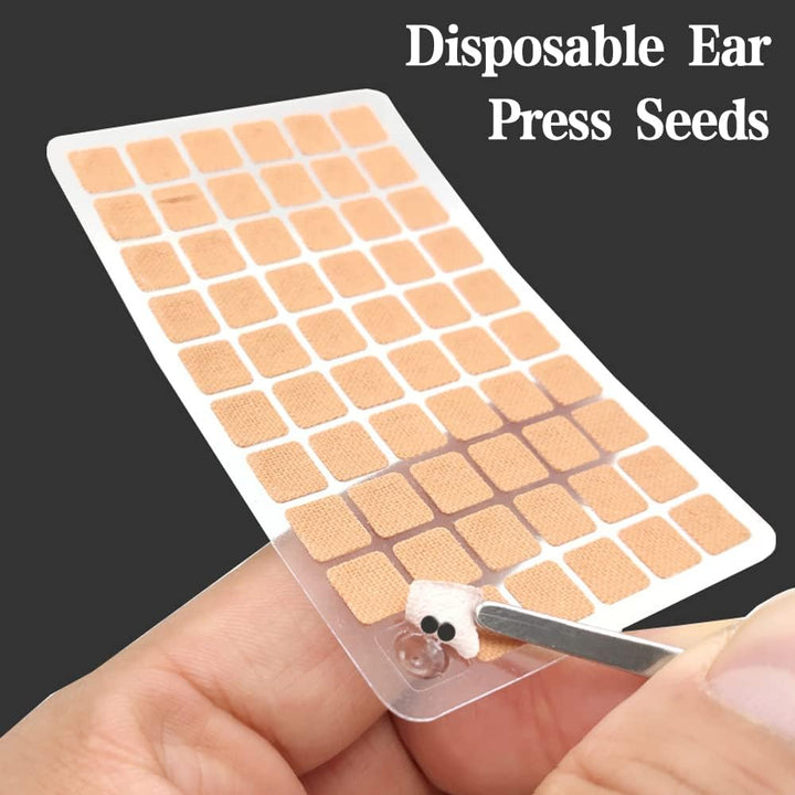 600 Pcs Acupuncture Vaccaria Ear Seeds Disposable Ear Press Seeds Acupuncture Vaccaria Massage Bean Ear Press Patch Use for Ear(10 Sheets)
