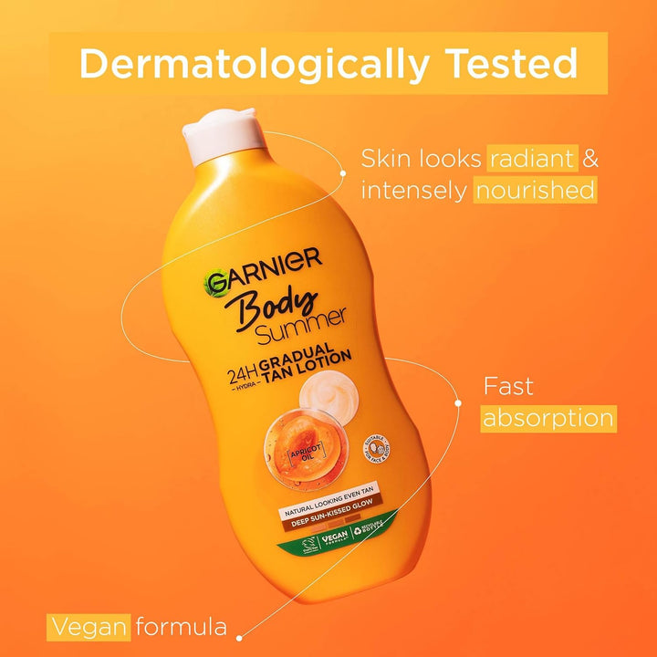 Summer Body Gradual Tan Moisturiser Deep, for a Radiant Sun Kissed Glow, Suitable for Face & Body, 24 Hour Hydration & a Natural Even Tan, Fast Absorption, Vegan Formula, 400Ml