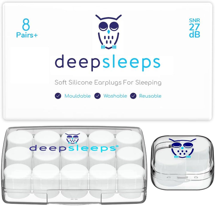 Ear Plugs for Sleep –  Premium Soft Silicone Earplugs, 8 Pair Pack, 27Db
