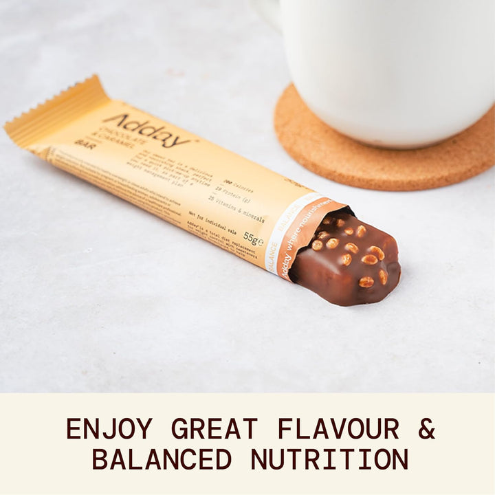 - Low Calorie, High Protein Total Diet Meal Replacement Bar - Chocolate and Caramel - Gluten Free, Vegan Friendly and Halal - 100% Nutritionally Complete with Fibre, Vitamin D, Iron and More
