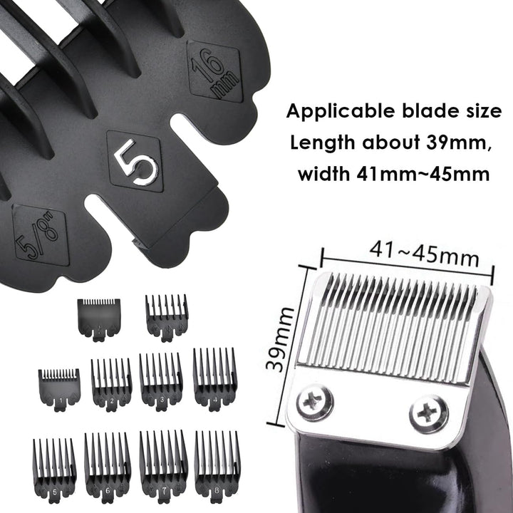 10PCS Hair Clipper Combs Guides Hair Clipper Guards, Limit Comb Hair Cutting Guide Replace Comb Compatible to Many Wahl Clippers (1.5Mm,3Mm,4.5Mm,6Mm,10Mm,13Mm,16Mm,19Mm,22Mm,25Mm)