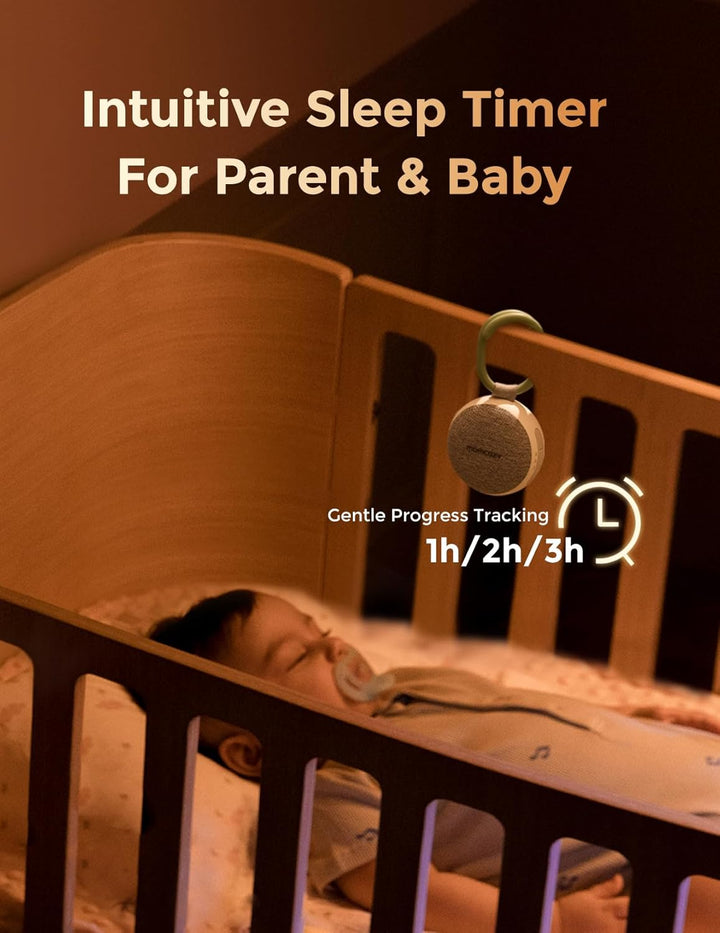 Portable Sound Machine with Night Light, White Noise Sound Machine for Baby, 20 Soothing Sounds, Sound Therapy, Long-Lasting Power, Timer, Clips on Stroller, Baby Shower Gifts