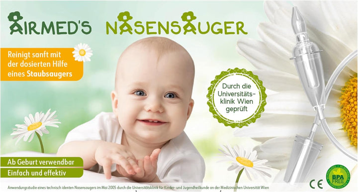 Nasal Aspirator Baby. CLINICALLY Tested, Safe and Gentle. Baby Nose Sucker with 2 Suction Heads and Cleaning Brush. Safe and Gentle Baby Nasal Aspirator with Strength of a Vacuum Cleaner