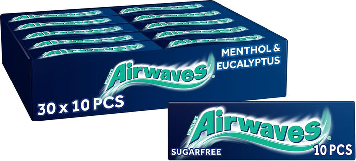 Chewing Gum Cherry Menthol, 30 Packs of 10 Pieces, Sugar Free Chewing Gum Bulk Pack with Menthol Freshness (300 Pieces)