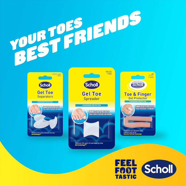 Scholl Gel Big Toe Spreader - Toe Separator Spacer for Overlapping Toes, Immediate Pain Relief from Rubbing and Pressure of Overlapping Toes, Toe Protectors, Straighteners for Bent Toes