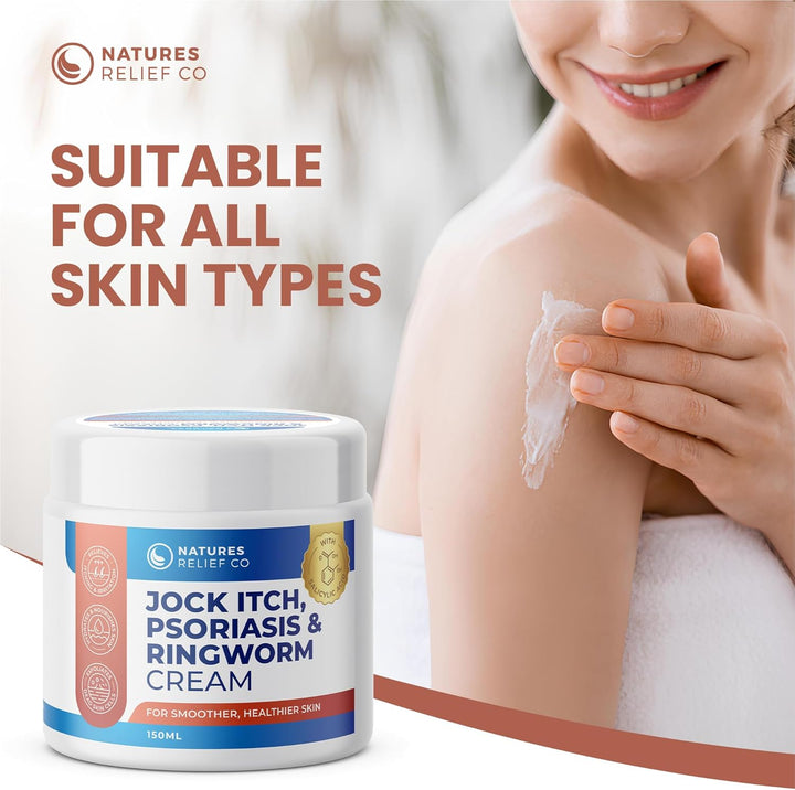 Jock Itch, Psoriasis & Ringworm Cream | Itch Relief | Reduce Scaling | Soothe Irritation | Hydrating Skin Care | 150Ml