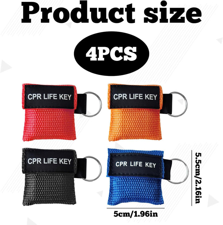 CPR Face Shields Keyring,4 Pcs with Breathing Choking Rescue Device,Portable CPR Mask Keychain,Emergency anti Choking Device UK for Accident Prevention Ventilation Face Shield First Aid